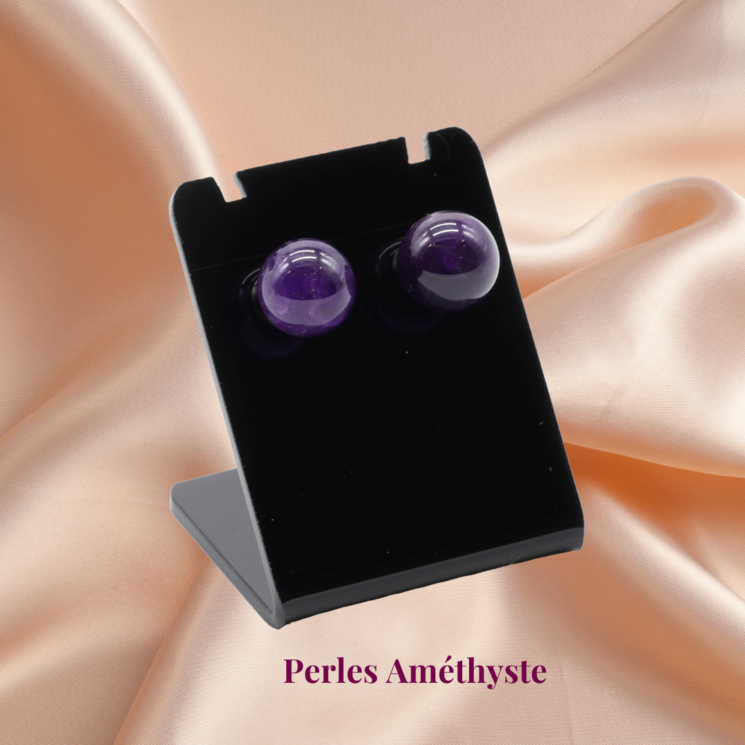 Boucles d'oreilles perles améthyste 10 mm