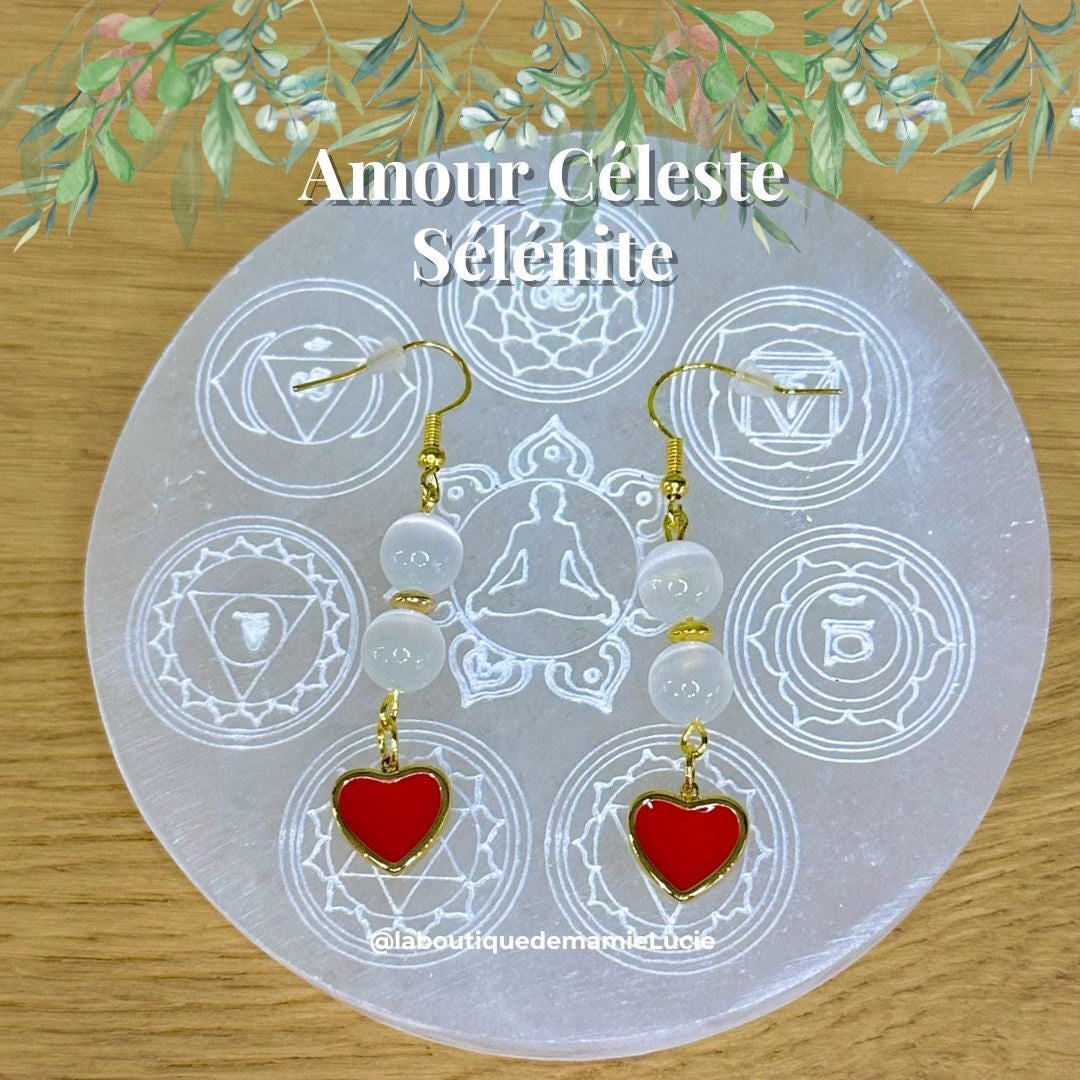 Boucles d’oreilles Amour céleste (Sélénite)