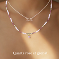 Collier Quartz Rose & Grenat – Harmonie Passion