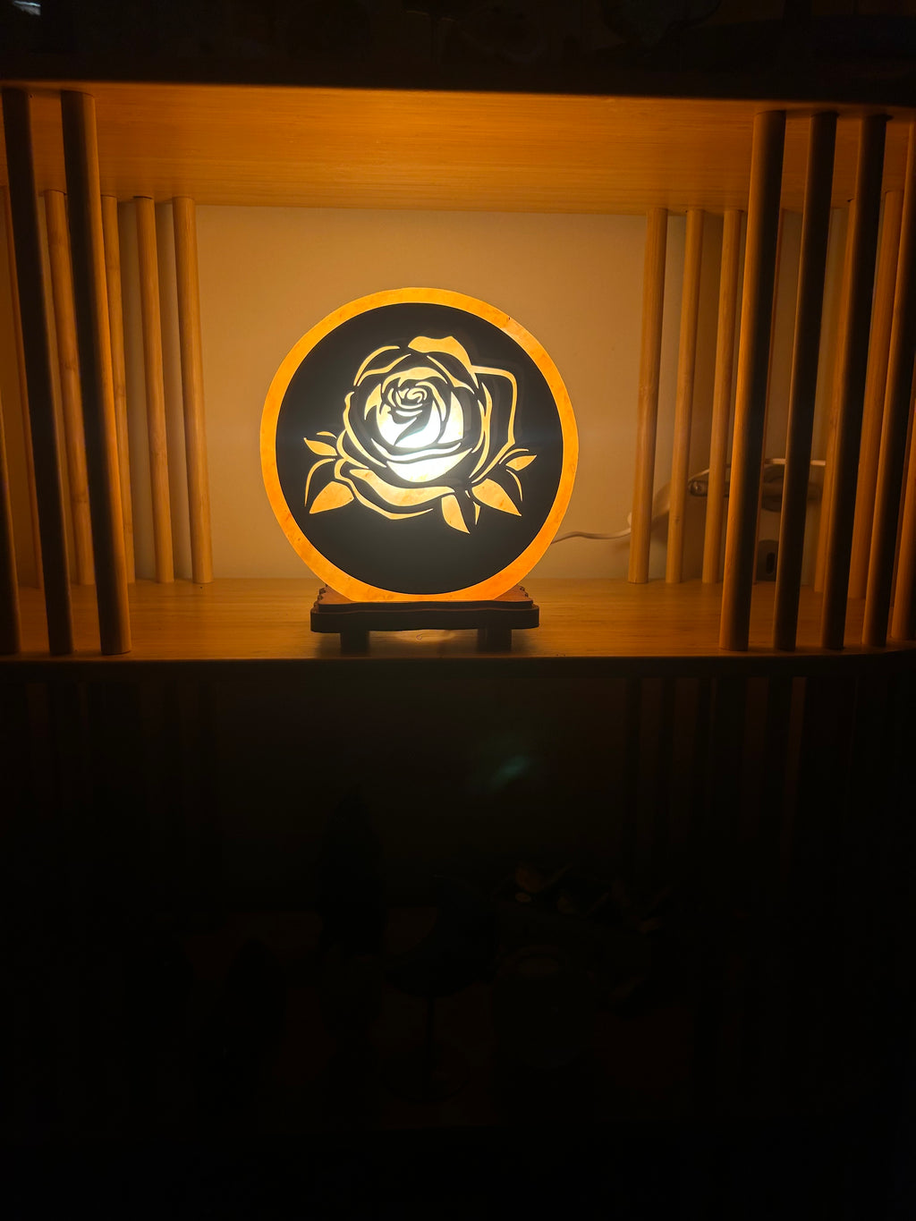 Lampe de sel Himalaya fleurs ‘’ rose ‘’🌹