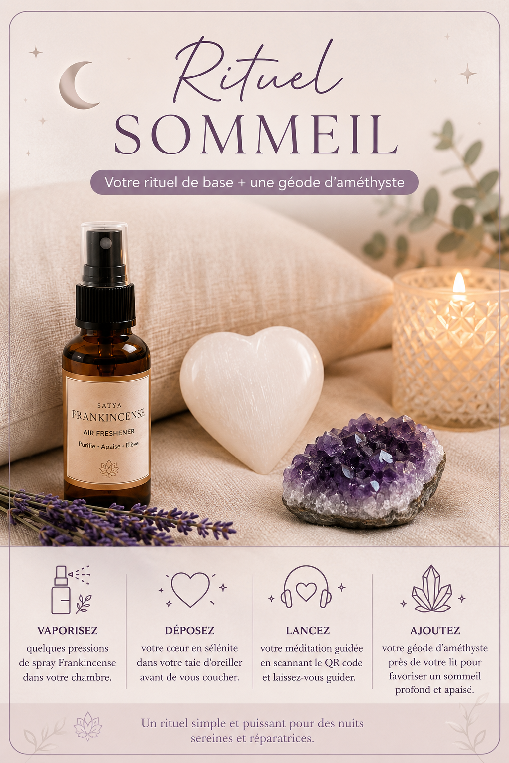 Rituel sommeil et géode d'améthyste