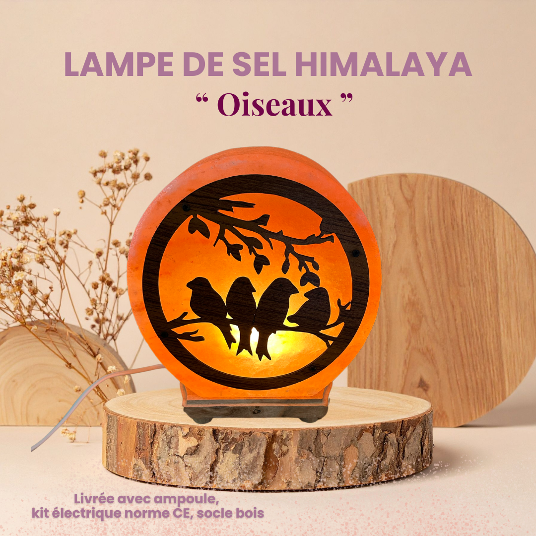 Lampe de sel Himalaya "Oiseaux"