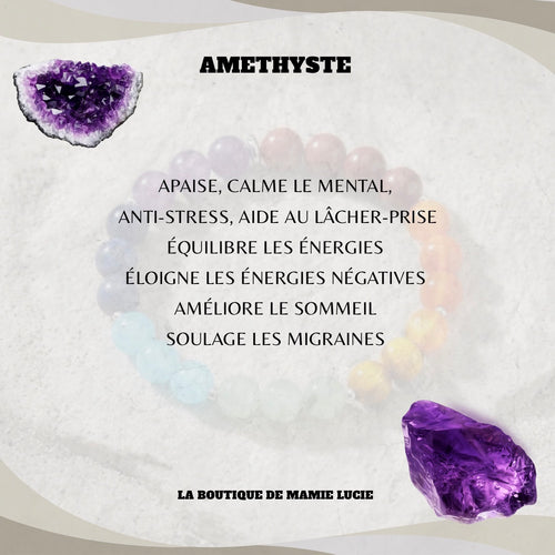 améthyste, pierre d’améthyste, améthyste naturelle, lithothérapie, pierre naturelle, cristal naturel, bien-être, sérénité, apaisement, calme, relaxation, méditation, sommeil, sommeil réparateur, réduction du stress, réduction de l’anxiété, équilibre émotionnel, harmonie, énergie positive, purification énergétique, protection énergétique, élévation spirituelle, développement spirituel, intuition, sagesse, clarté mentale, concentration, paix intérieure, chakra couronne, chakra du troisième œil, pierre violett
