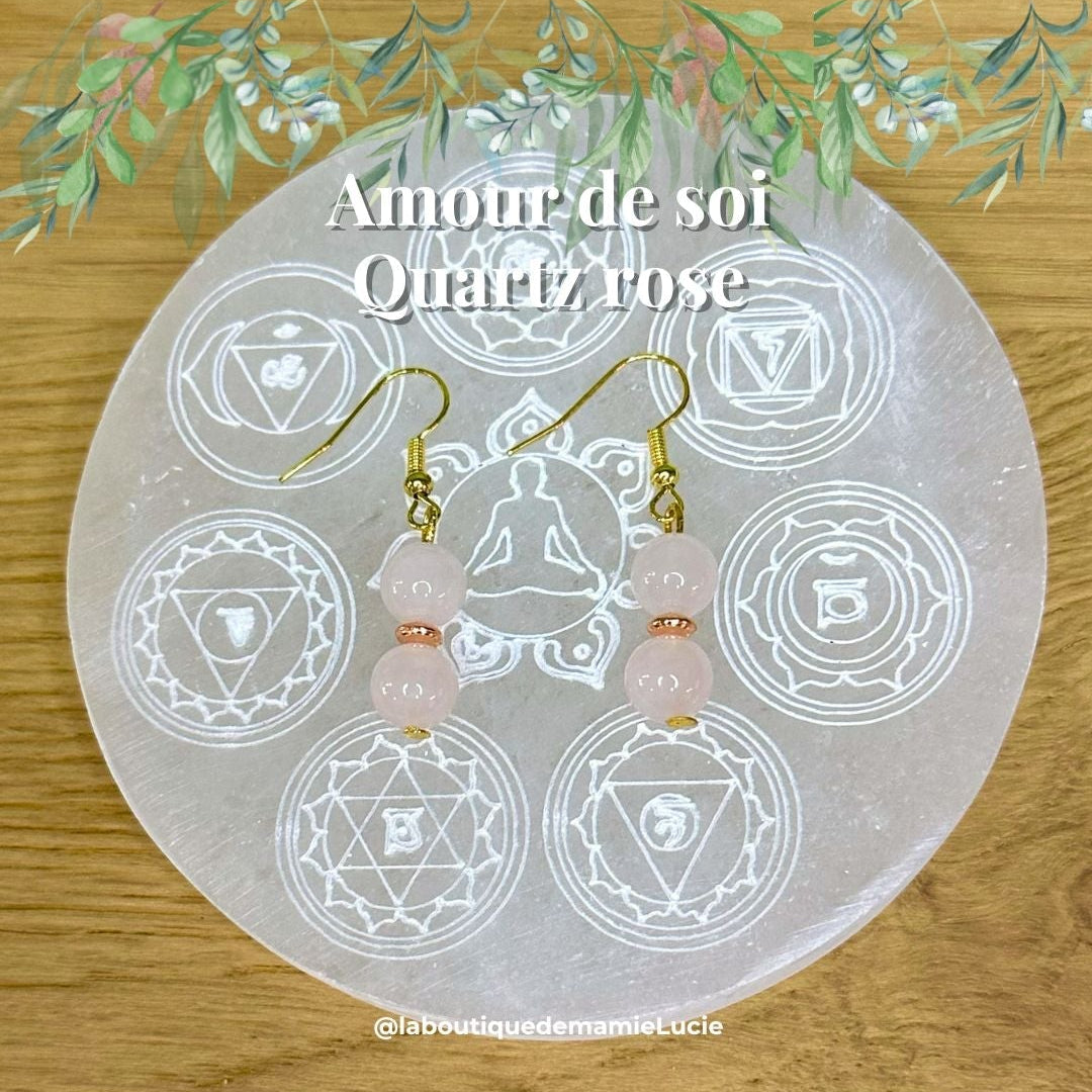 Boucles d’oreilles Amour de soi (Quartz rose)